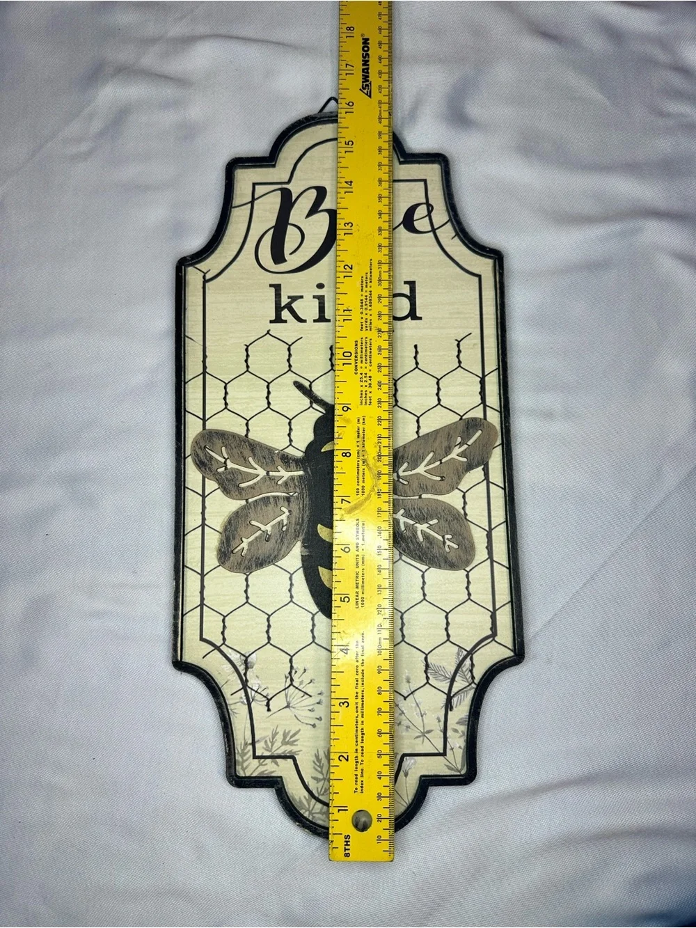 Bee Kind Wall Sign - Neutral/Black Home Wall Decor